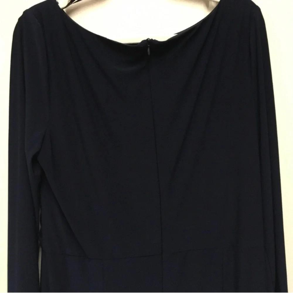Vince Camuto Beaded Draped Stretch Gown 14 Navy Blue Elegant Formal Gala Wedding - Picture 8 of 14
